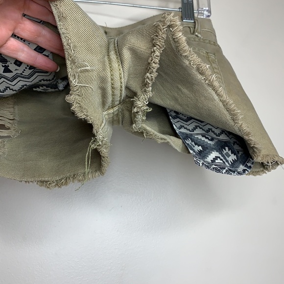 Forever 21 | Green Gold Studded Distressed Shorts - Picture 8 of 10